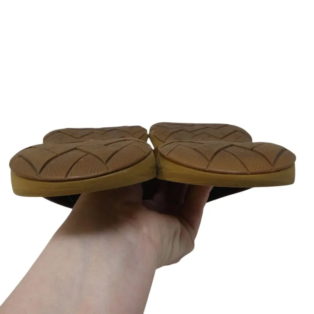 Chaco Cognac Brown Leather Flip Flops Thong Sandals